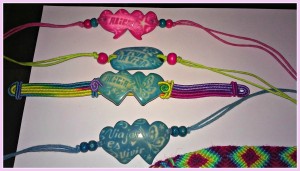 Cute colorful bracelets engraved for only a dollar a piece! 